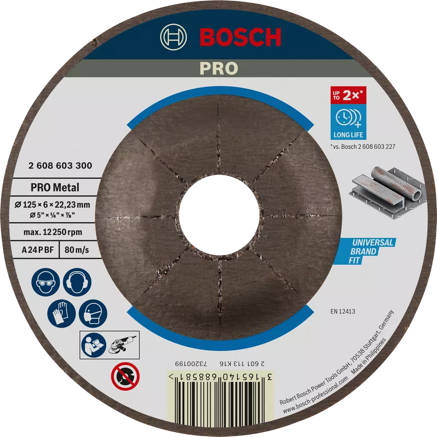 BOSCH METAL GRINDING DISC 5Y" (125 X 6 X 22)