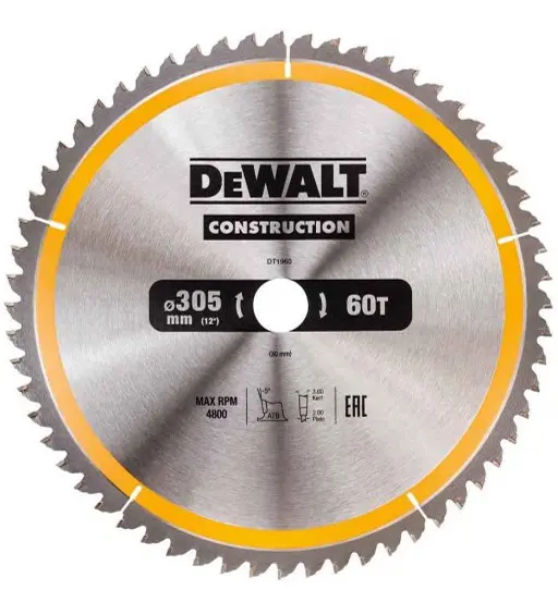 DEWALT DT1960QZ CIRCULAR SAW BLADE DIAMETER 305 BORE 30MM 60 TEETH