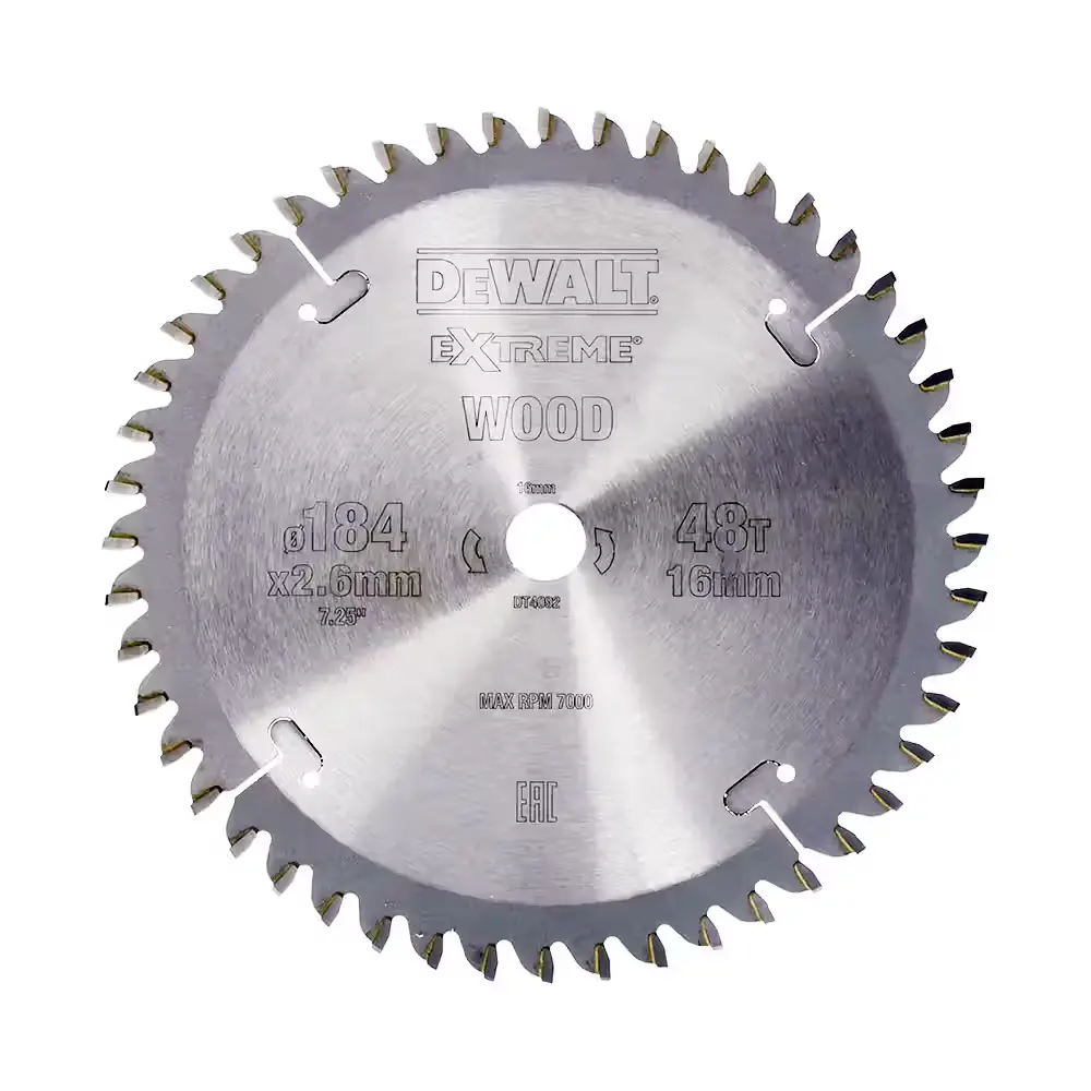 DEWALT DT4092-QZ CIRCULAR SAW BLADE DIAMETER 184 BORE 16 TCG 5DEG 48 TEETH