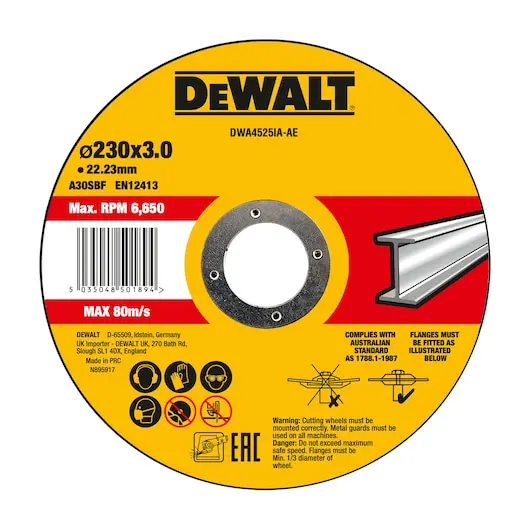 DEWALT DWA4525 METAL CUTTING DISC BLACK 9 INCH