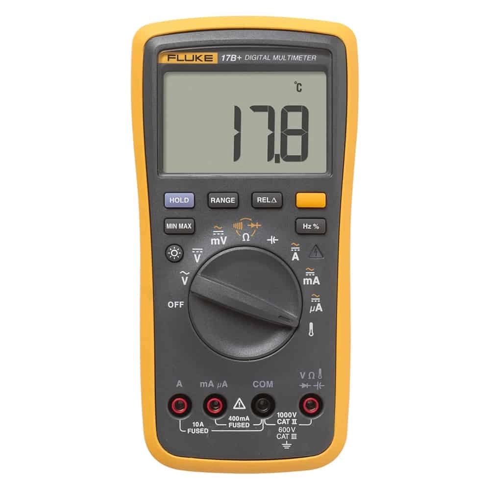 FLUKE 17B+ DIGITAL MULTIMETER, CAT III 600V, 10A