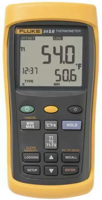 FLUKE 54 II B/50HZ DUAL INPUT DIGITAL THERMOMETER, -200°C TO 1372°C
