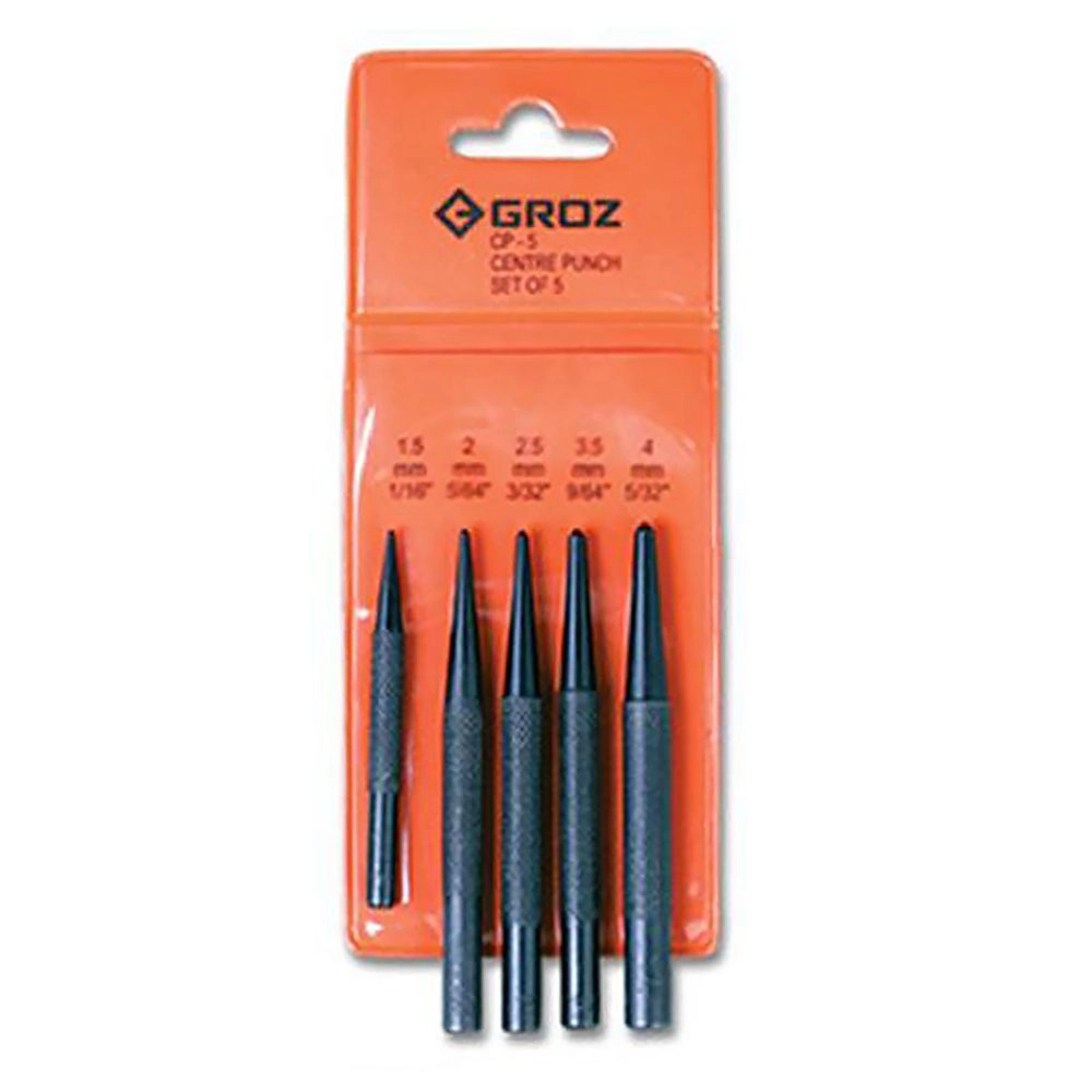 GROZ CP/5/ST CENTRE PUNCH SET - 5PCS 1/6IN TO 5/32IN