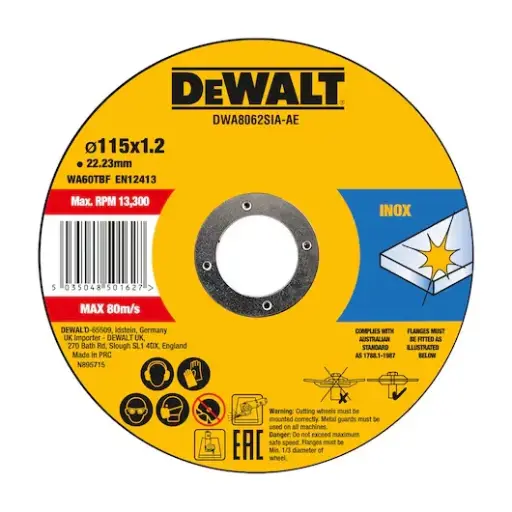 DEWALT DWA8062 METAL CUTTING DISC YELLOW-BLACK-RED 4.5 INCH