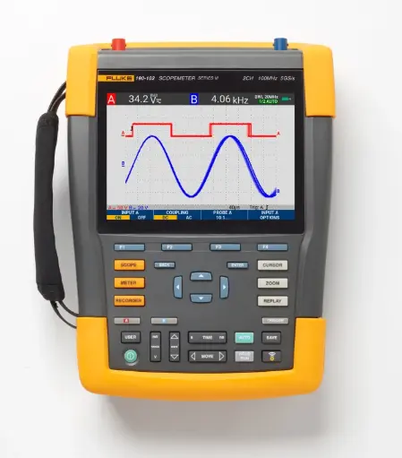 FLUKE 190-102-III SCOPEMETER® PORTABLE OSCILLOSCOPE 2 CHANNEL 100MHZ