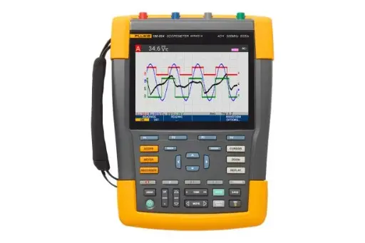 FLUKE 190-104-III-S SCOPEMETER® PORTABLE OSCILLOSCOPE WITH SCC KIT, 4 CHANNEL, 100MHZ, COLOR