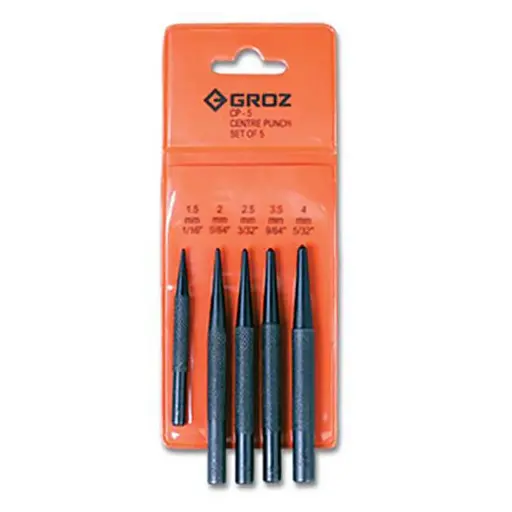 GROZ CP/5/ST CENTRE PUNCH SET - 5PCS 1/6IN TO 5/32IN